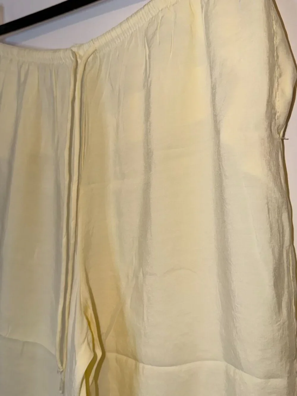 ZARA Pale Yellow Wide Leg Drawstring Pants Size M